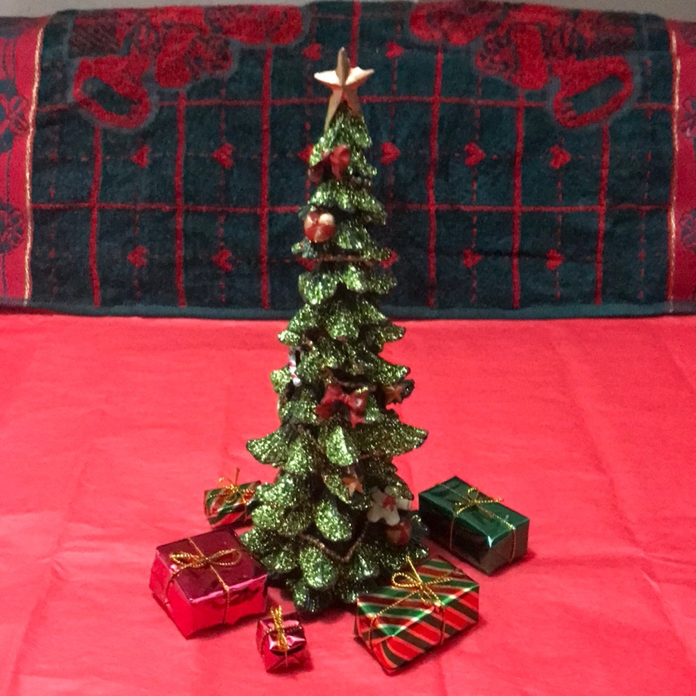 Green Ceramic Christmas Tree Tabletop Decor